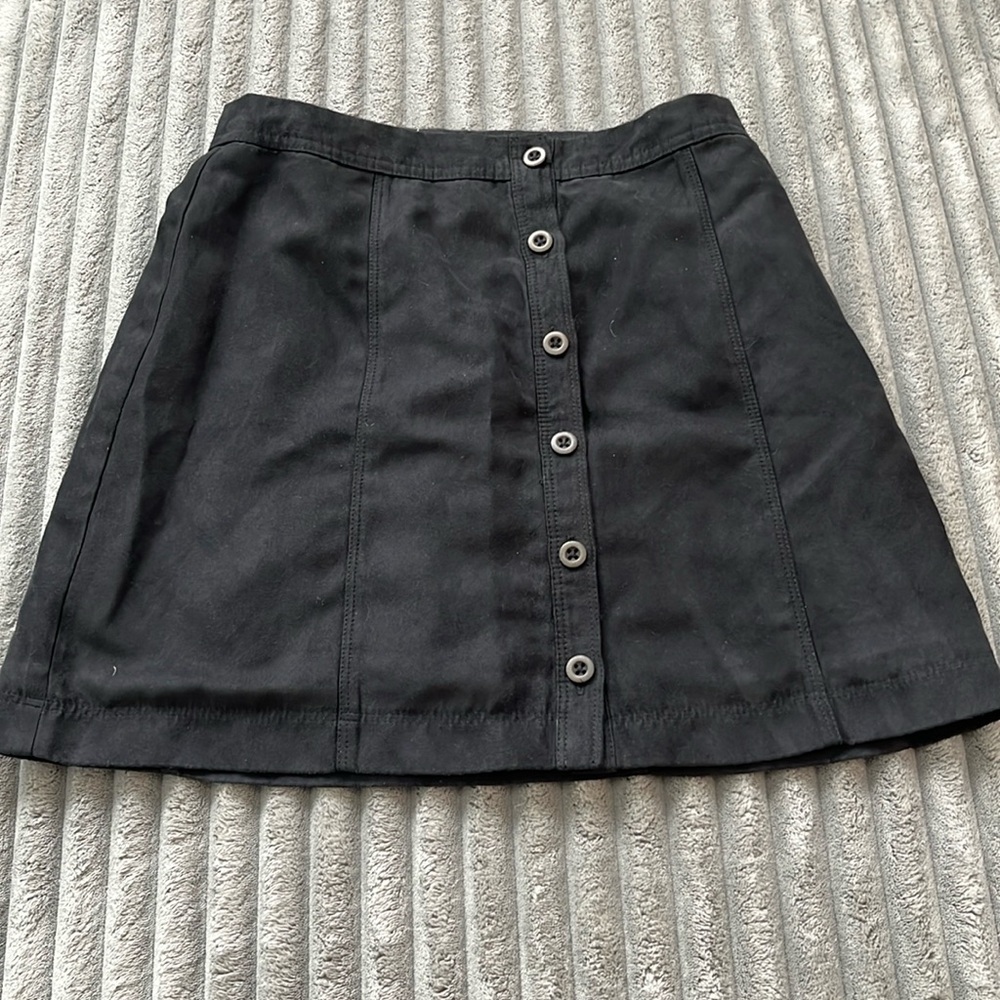 Hollister Black Suede Button-Up Skirt